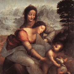 reproductie The virgin and child with St. Anne van Leonardo Da Vinci